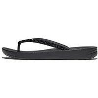 Fitflop Iqushion Multi-Crystal Ergonomic Flip-Flops - All Black