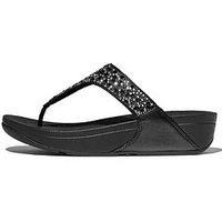 Fitflop Lulu Crystal-Mix Toe-Post Sandals - All Black