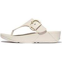 Fitflop Lulu Resin-Buckle Leather Toe-Post Sandals - Paris Beige