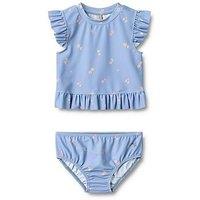 Wheat Girls Alma Heart Print 2 Piece Swim Set - Blue