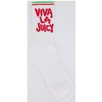 Juicy Couture Ribbed Viva La Logo Ankle Socks - White