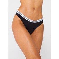 Juicy Couture Classic Logo Band Thong - Black / Grey - Multi