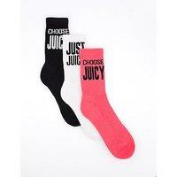 Juicy Couture Ribbed 3-Pack Choose Logo Ankle Sock - Multi