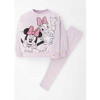 Minnie Mouse Disney Minnie Mouse & Daisy Duck Sweatshirt & Rib Legging Set - Pink