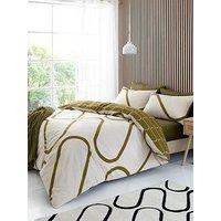 Catherine Lansfield Linear Curve Geometric Duvet Set - Olive