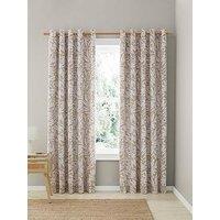 Catherine Lansfield Sorrel Leaf Reversible Eyelet Curtains - Natural