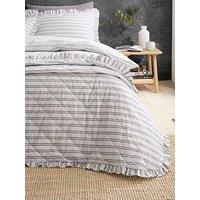 Style Sisters Frill Stripe 100% Cotton Bedspread 220 X 230Cm