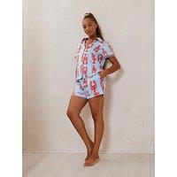 Chelsea Peers Satin Lobster Print Short Pyjama Set