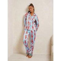 Chelsea Peers Satin Lobster Print Long Pyjama Set