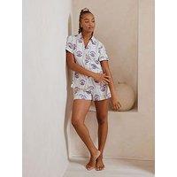 Chelsea Peers Organic Cotton Pearl Shell Print Short Pyjama Set