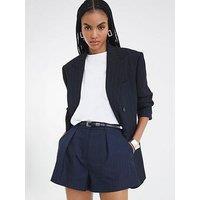 River Island Pinstripe Structured Short - Navy