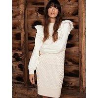 Mint Velvet Cream Cable Knit Mini Dress - Beige