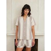 Chelsea Peers Short Button Up Pyjama Set - Stripe - White