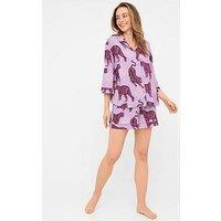 Chelsea Peers Relaxed Short Sleeve Resort Shirt & Short Set Mystic Tiger - Purple