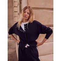 Mint Velvet Navy Cotton Blend Cardigan