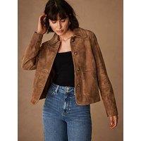 Mint Velvet Tan Suede Pocket Detail Jacket - Brown