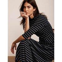 Mint Velvet Navy Stripe Jersey Midi Dress - Blue