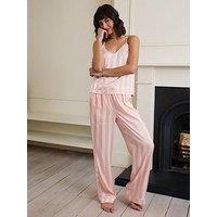Chelsea Peers Satin Jacquard Stripe Cami Long Pyjama Set - Blush Pink