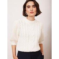 Mint Velvet Cream Bobble Stitch Cardigan - Beige