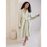 Chelsea Peers Shawl Collar Towelling Robe - Green Stripe