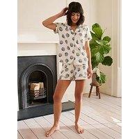 Chelsea Peers Short Sleeve Revere And Short Set - Shell - White