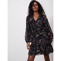 Mint Velvet Abstract Print Mini Dress - Black