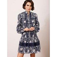 Mint Velvet Floral Print Mini Dress - Navy