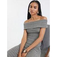 River Island Bardot Textured Top Set - Light Grey