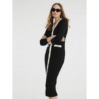 River Island Tipped Rib Dress - Black