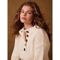 Mint Velvet Cream Pointelle Collar Jumper - White