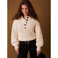 Mint Velvet Cream Button Detail Jumper - White