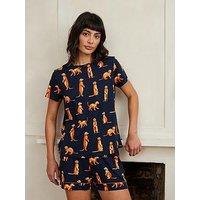 Chelsea Peers Crew Neck T-Shirt And Short Pyjama Set - Meerkat Print