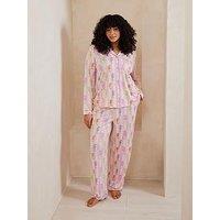 Chelsea Peers Seahorse Stripe Long Pyjama Set - Pink