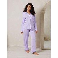Chelsea Peers Button Up Long Set - Plain Lilac