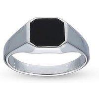 Gents Sterling Silver Black Agate Signet Ring