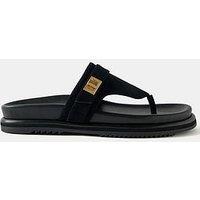 Mint Velvet Suede Chunky Flip Flops - Black