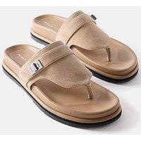 Mint Velvet Neutral Chunky Flip Flop Sandals - Beige