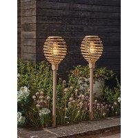 Smart Solar Lumina Rattan Stake Light Pair