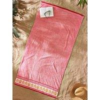 Catherine Lansfield Beach Huts Beach Towel - Coral