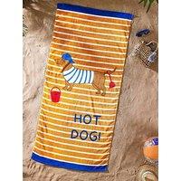 Catherine Lansfield Hot Dog 100% Cotton Beach Towel
