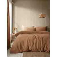 Pineapple Elephant Muscat Waffle Duvet Set - Caramel
