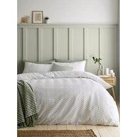 Catherine Lansfield Heatset Wave Duvet Set - White