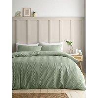 Catherine Lansfield Heatset Wave Duvet Set - Mint Green