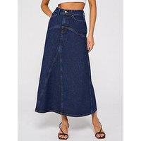 V By Very Western Midaxi Denim Skirt - Dark Wash