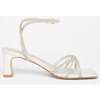 Quiz Silver Diamante Strappy Heeled Sandals