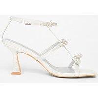 Quiz Silver Diamante Multi Bow Heeled Sandal