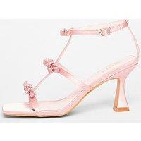 Quiz Pink Diamante Multi Bow Heeled Sandal