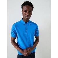Mango Arranona Short Sleeve Knitted Polo Shirt - Light Blue