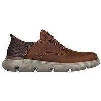 Skechers Wide Fit Garza Gervin Slip In Trainer - Brown