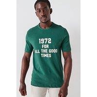 Mango Casual 1972 Heavyweight Short Sleeve Crew Neck T-Shirt - Dark Green